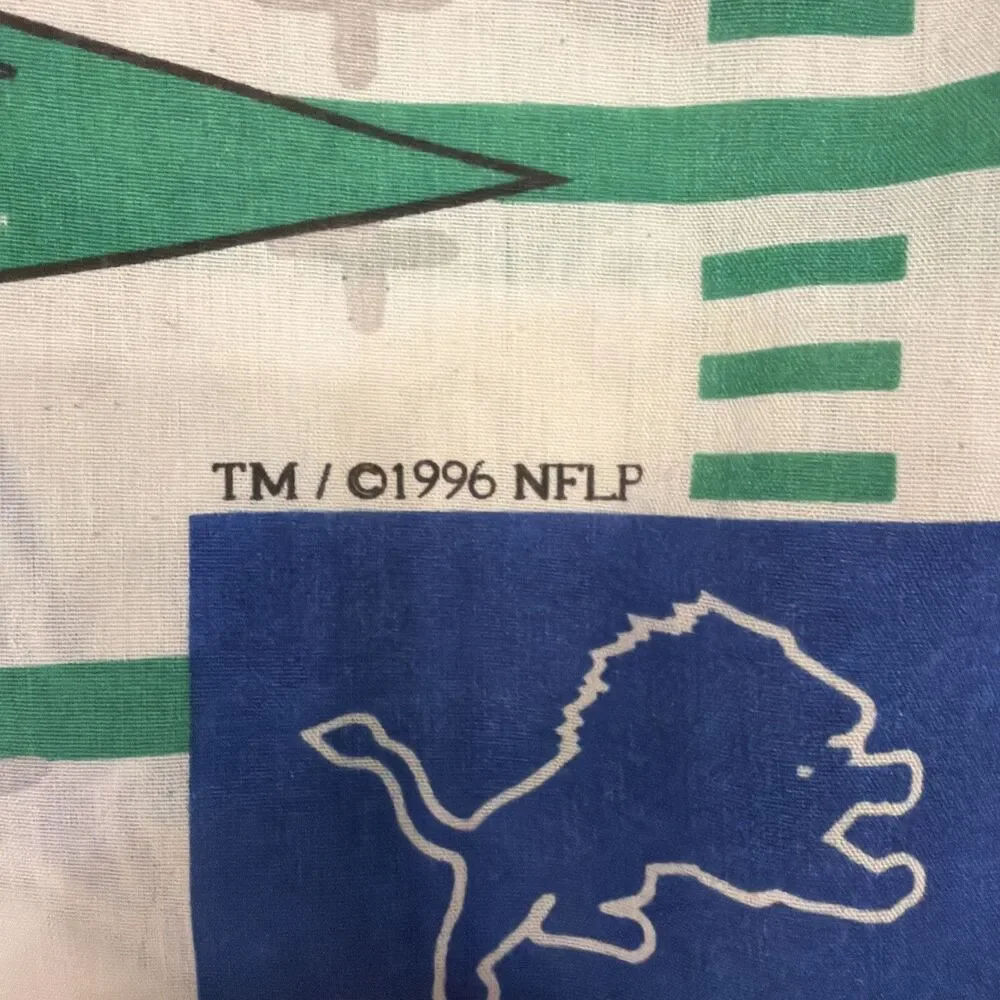 VTG 1996 NFL The Bibb Official Teams Logo Twin Flat Sheet Yard Lines Pennant USA